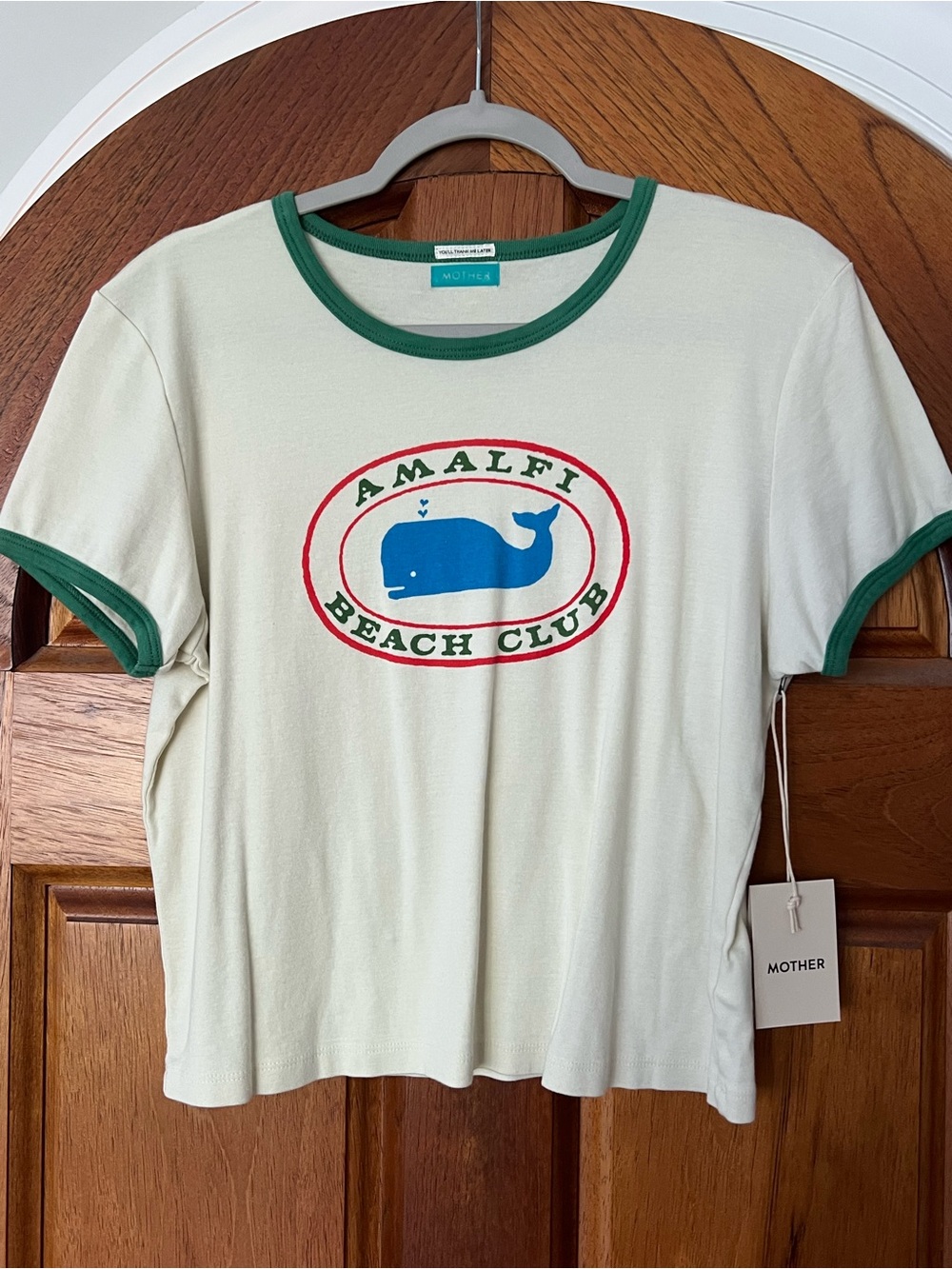 MOTHER Itty Bitty Ringer Amalfi Beach Club Tee Size XL RT $138 NWT